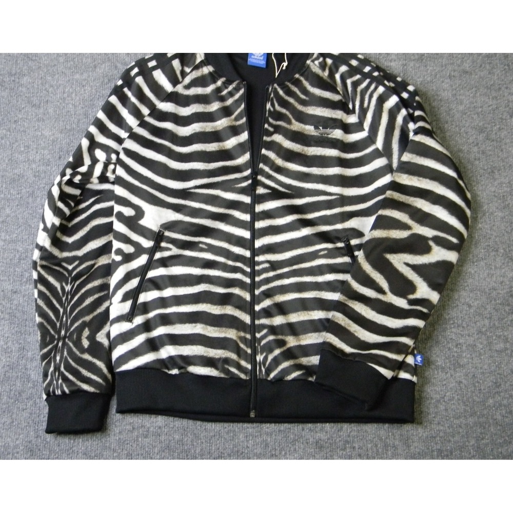 Adidas Originals M30954 Zebra Print Track Jacket Women's L Trefoil Black White